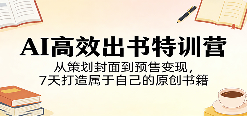 AI高效出书特训营:从策划封面到预售变现,7天打造属于自己的原创书籍-网赚副业网