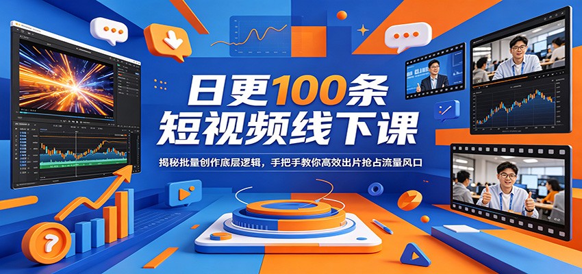 日更100条短视频线下课:揭秘批量创作底层逻辑,手把手教你高效出片抢占流量风口-网赚副业网