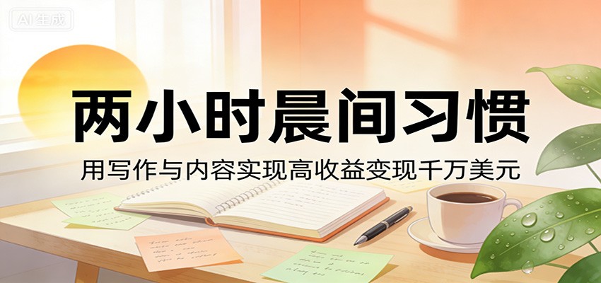 付费文章：两小时晨间习惯，用写作与内容实现高收益变现千万美元-网赚副业网