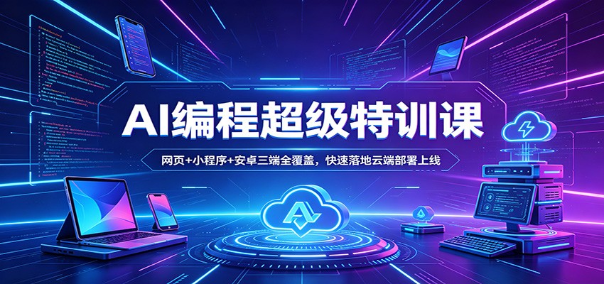 AI编程超级特训课:网页+小程序+安卓三端全覆盖,快速落地云端部署上线-网赚副业网