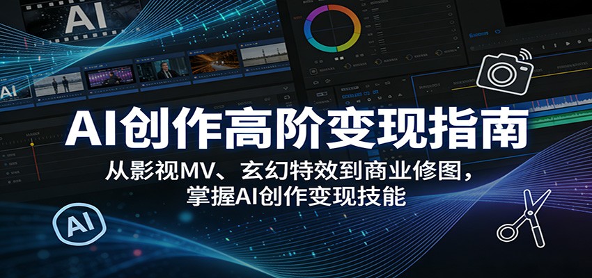AI创作高阶变现指南:从影视MV、玄幻特效到商业修图,掌握AI创作变现技能-网赚副业网