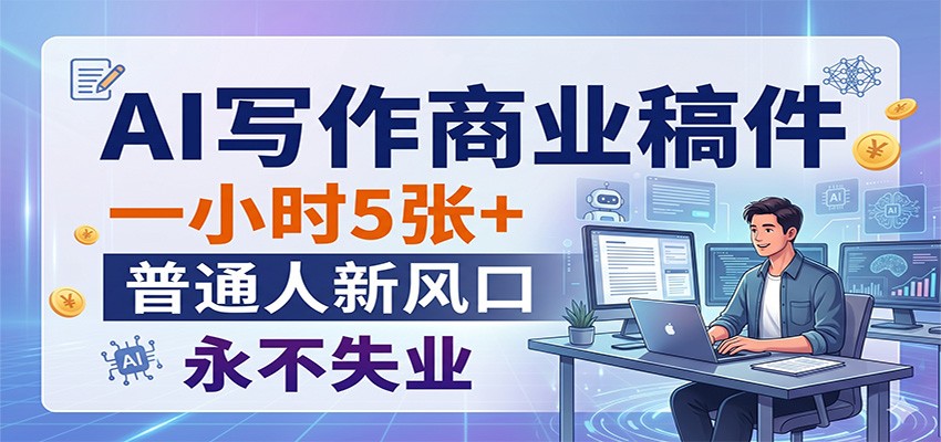 AI写作商业稿件,一小时5张+,普通人新风口,永不失业-网赚副业网