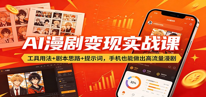 AI漫剧变现实战课:工具用法+剧本思路+提示词,手机也能做出高流量漫剧-网赚副业网