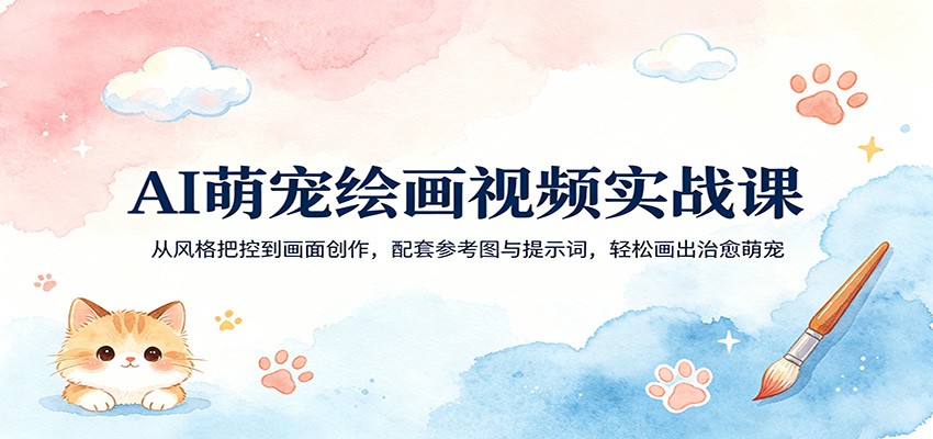 AI萌宠绘画视频实战课:从风格把控到画面创作,配套参考图与提示词,轻松画出治愈萌宠-网赚副业网