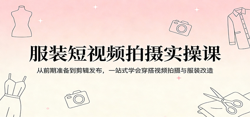 服装短视频拍摄实操课:从前期准备到剪辑发布,一站式学会穿搭视频拍摄与服装改造-网赚副业网