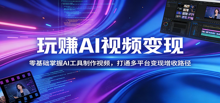 玩赚AI视频变现,零基础掌握AI具制作视频,打通多平台变现增收路径-网赚副业网