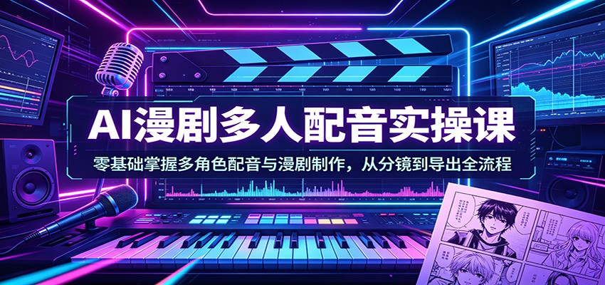 AI漫剧多人配音实操课:零基础掌握多角色配音与漫剧制作,从分镜到导出全流程-网赚副业网