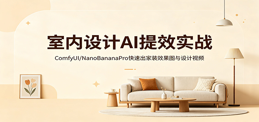 室内设计AI提效实战：ComfyUI/NanoBananaPro快速出家装效果图与设计视频-网赚副业网