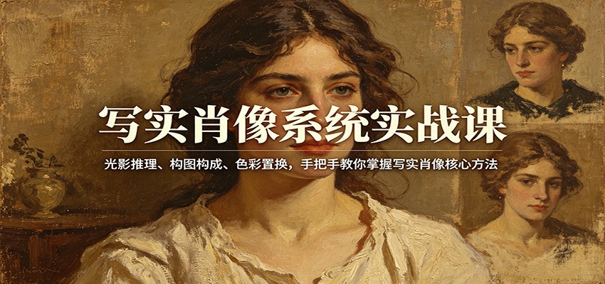 写实肖像系统实战课:光影推理、构图构成、色彩置换,手把手教你掌握写实肖像核心方法-网赚副业网