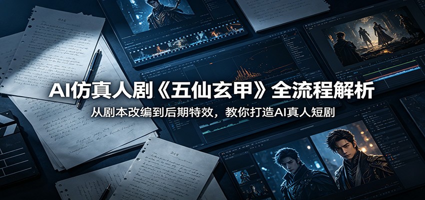 AI仿真人剧《五仙玄甲》全流程解析:从剧本改编到后期特效,教你打造AI真人短剧-网赚副业网