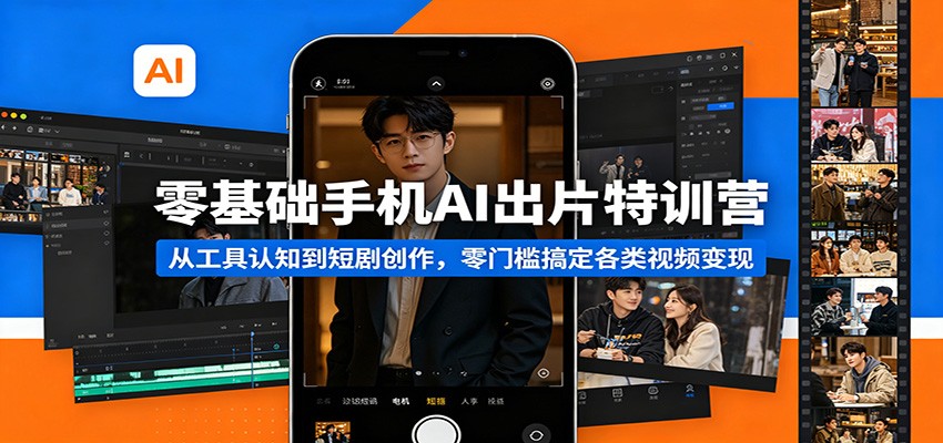 零基础手机AI出片特训营:从工具认知到短剧创作,零门槛搞定各类视频变现-网赚副业网