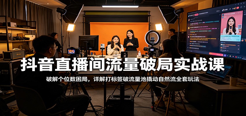 抖音直播间流量破局实战课:破解个位数困局,详解打标签破流量池撬动自然流全套玩法-网赚副业网