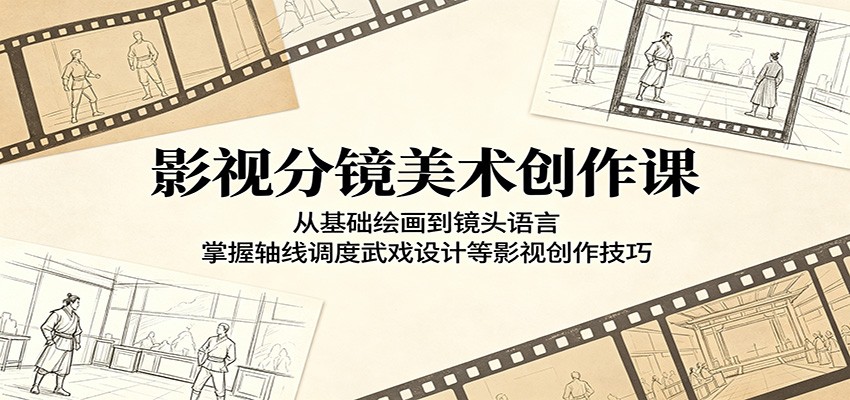 影视分镜美术创作课:从基础绘画到镜头语言,掌握轴线调度武戏设计等影视创作技巧-网赚副业网