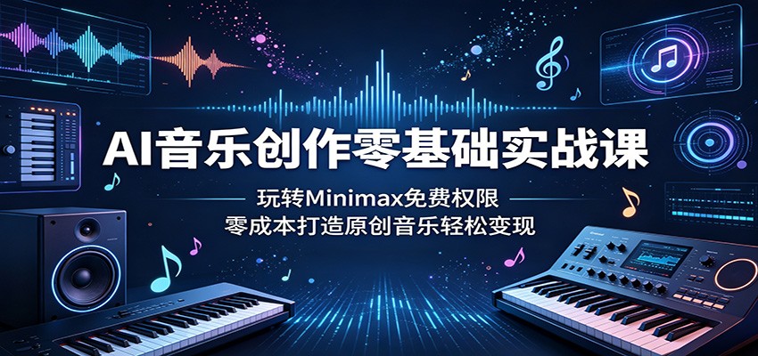 AI音乐创作零基础实战课:玩转Minimax免费权限,零成本打造原创音乐轻松变现-网赚副业网