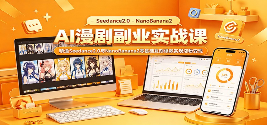 AI漫剧副业实战课:精通Seedance2.0与NanoBanana2零基础复刻爆款实现涨粉变现-网赚副业网