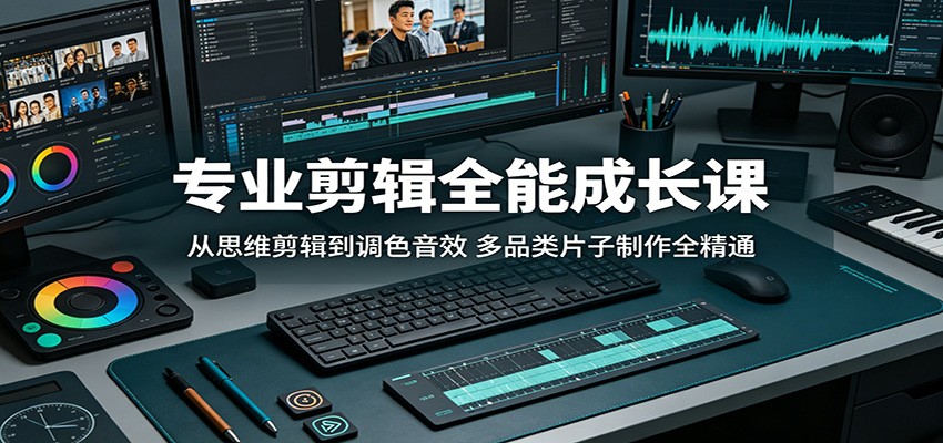 专业剪辑全能成长课:从思维剪辑到调色音效,多品类片子制作全精通-网赚副业网