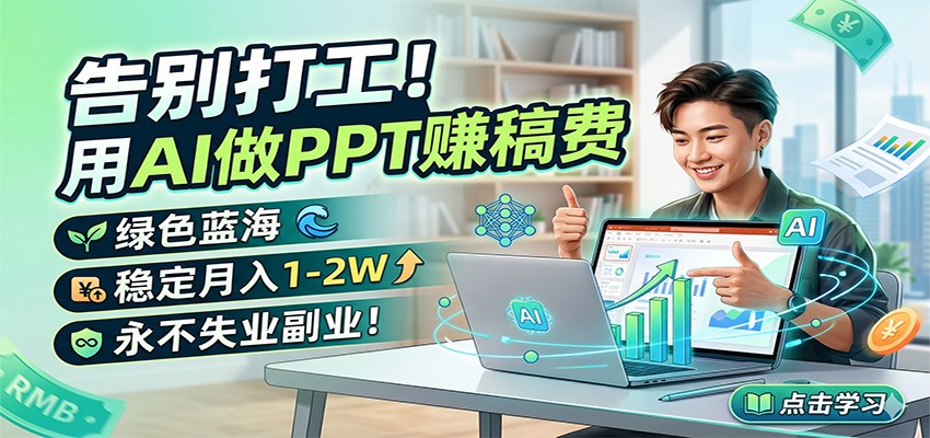 告别打工!用AI做PPT赚稿费,绿色蓝海,稳定月入1-2W,永不失业副业!-网赚副业网