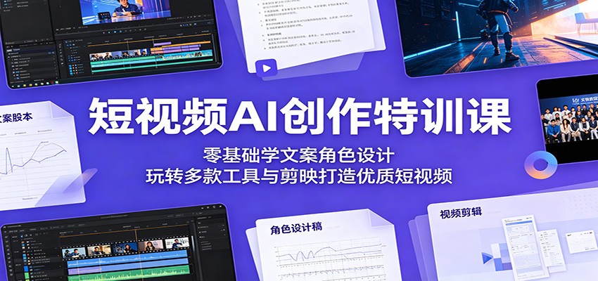 短视频AI创作特训课:零基础学文案角色设计,玩转多款工具与剪映打造优质短视频-网赚副业网
