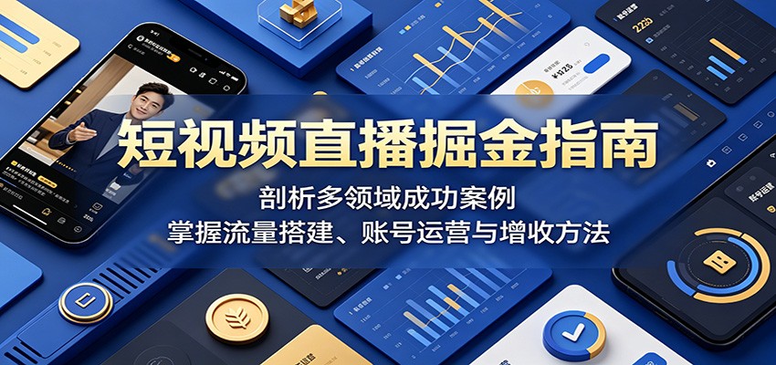 短视频直播掘金指南:剖析多领域成功案例,掌握流量搭建、账号运营与增收方法-网赚副业网