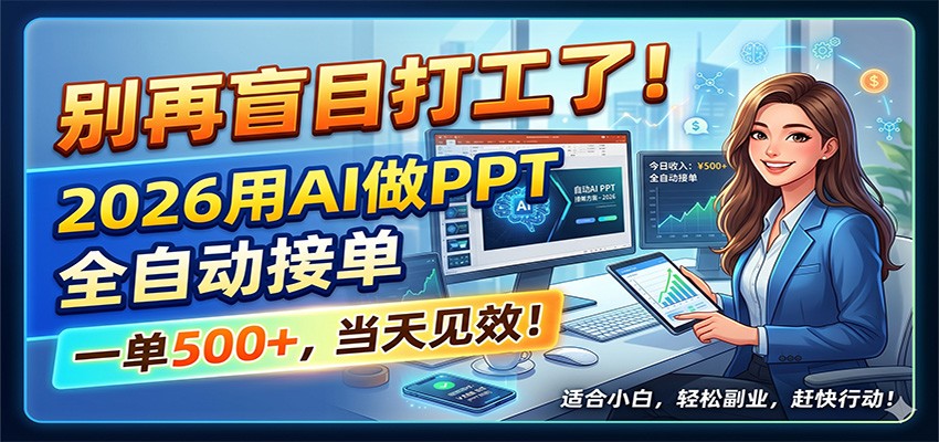 别再盲目打工了!2026用AI做PPT全自动接单,一单5张+,当天见效!-网赚副业网