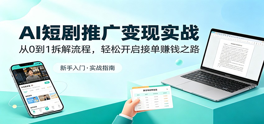 AI短剧推广变现实战:从0到1拆解流程,轻松开启接单赚钱之路-网赚副业网