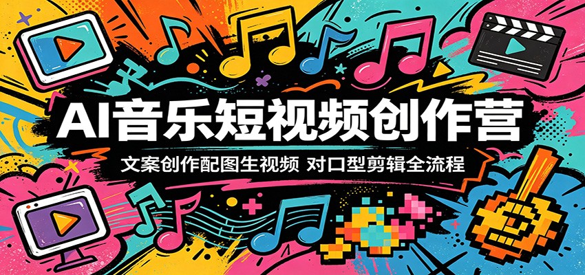 AI音乐短视频创作营:文案创作配图生视频,对口型剪辑全流程-网赚副业网