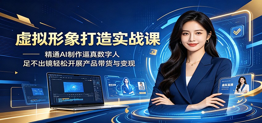 虚拟形象打造实战课:精通AI制作逼真数字人,足不出镜轻松开展产品带货与变现-网赚副业网