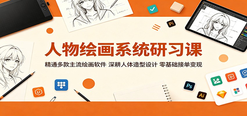 人物绘画系统研习课:精通多款主流绘画软件,深耕人体造型设计,零基础接单变现-网赚副业网