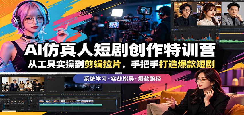 AI仿真人短剧创作特训营:从工具实操到剪辑拉片,手把手打造爆款短剧-网赚副业网