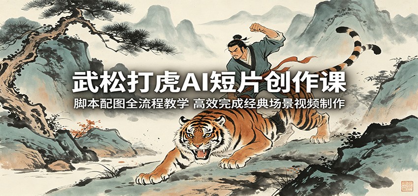 武松打虎AI短片创作课:脚本配图全流程教学,高效完成经典场景视频制作-网赚副业网