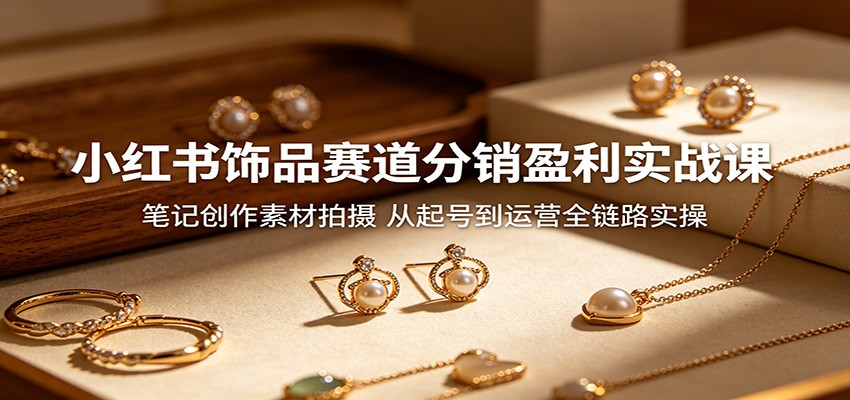 小红书饰品赛道分销盈利实战课:笔记创作素材拍摄,从起号到运营全链路实操-网赚副业网