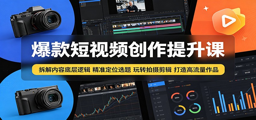 爆款短视频创作提升课:拆解内容底层逻辑,精准定位选题玩转拍摄剪辑打造高流量作品-网赚副业网