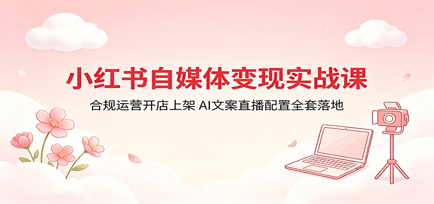 小红书自媒体变现实战课:合规运营开店上架,AI文案直播配置全套落地-网赚副业网