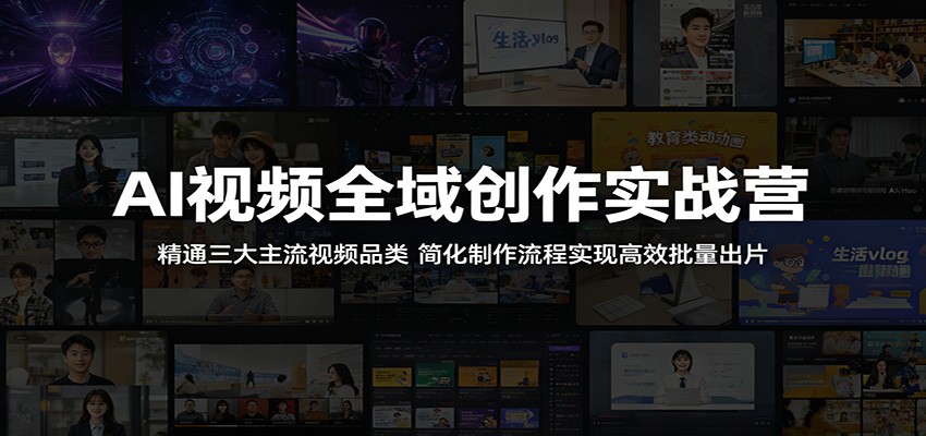AI视频全域创作实战营:精通三大主流视频品类,简化制作流程实现高效批量出片-网赚副业网