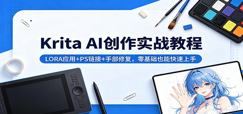 Krita AI创作实战教程:LORA应用+PS链接+手部修复,零基础也能快速上手-网赚副业网
