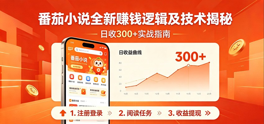 番茄小说全新赚钱逻辑及技术日收300+,小白新书皆可做!无脑赚就行了!-网赚副业网