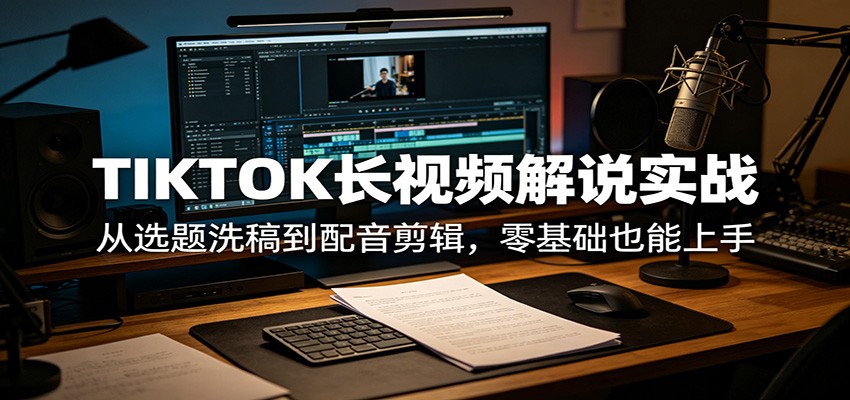 TIKTOK长视频解说实战:从选题洗稿到配音剪辑,零基础也能上手-网赚副业网