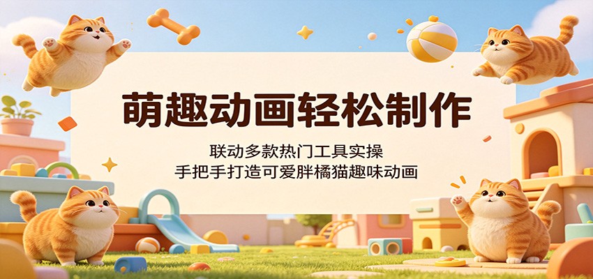 萌趣动画轻松制作,联动多款热门工具实操,手把手打造可爱胖橘猫趣味动画-网赚副业网