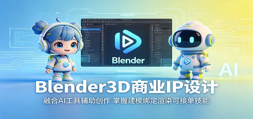 Blender3D商业IP设计:融合AI工具辅助创作,掌握建模绑定渲染可接单技能-网赚副业网