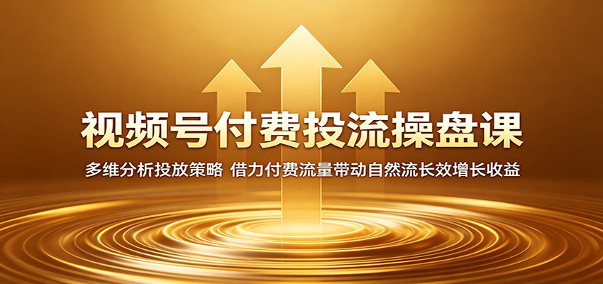视频号付费投流操盘课:多维分析投放策略,借力付费流量带动自然流长效增长收益-网赚副业网
