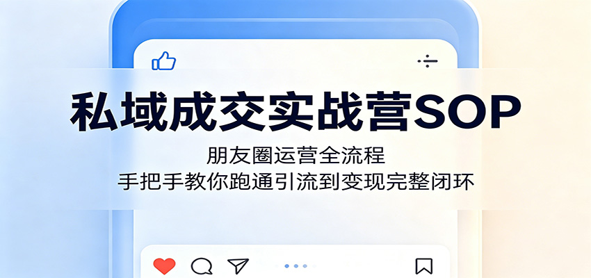 私域成交实战营SOP:朋友圈运营全流程,手把手教你跑通引流到变现完整闭环-网赚副业网