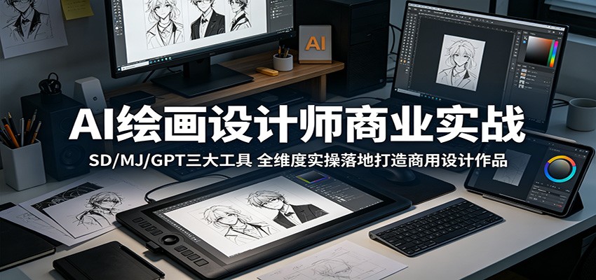 AI绘画设计师商业实战:SD/MJ/GPT三大工具,全维度实操落地打造商用设计作品-网赚副业网