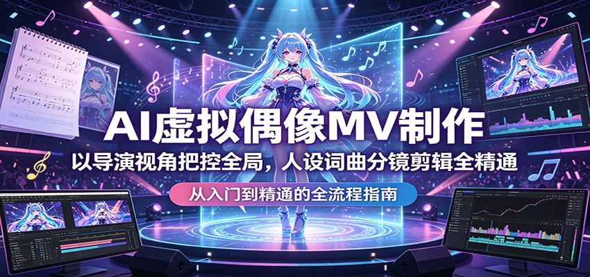 AI虚拟偶像MV制作:以导演视角把控全局,人设词曲分镜剪辑全精通-网赚副业网