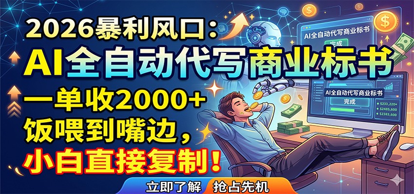 AI全自动代写商业标书,一单收2000+,饭喂到嘴边,小白直接复制-网赚副业网