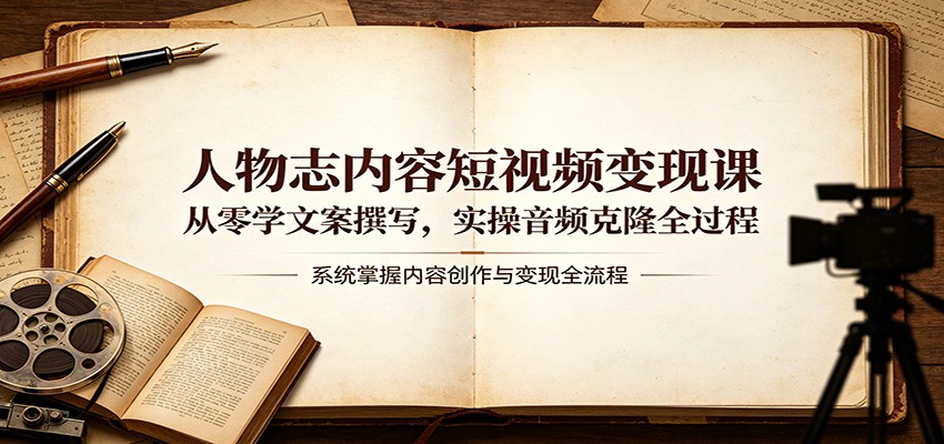 人物志内容短视频变现课:从零学文案撰写,实操音频克隆全过程-网赚副业网