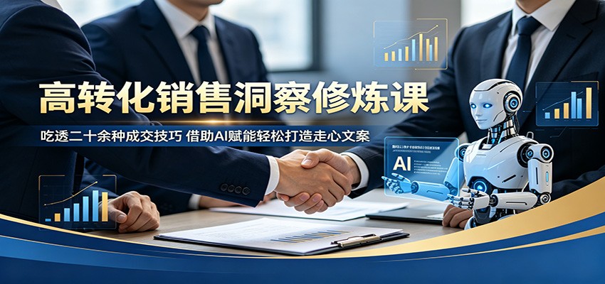 高转化销售洞察修炼课:吃透二十余种成交技巧,借助AI赋能轻松打造走心文案-网赚副业网