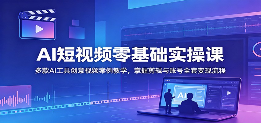 AI短视频零基础实操课:多款AI工具创意视频案例教学,掌握剪辑与账号全套变现流程-网赚副业网