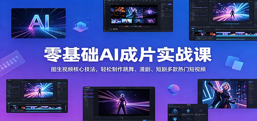 零基础AI成片实战课:图生视频核心技法,轻松制作跳舞、漫剧、短剧多款热门短视频-网赚副业网