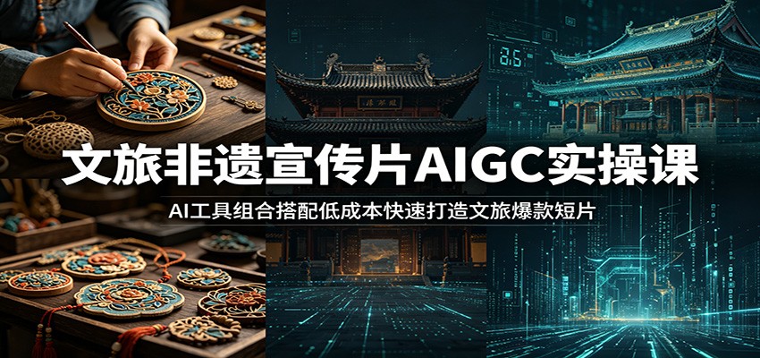 文旅非遗宣传片AIGC实操课:AI工具组合搭配低成本快速打造文旅爆款短片-网赚副业网