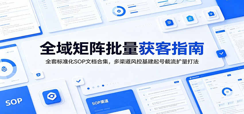 全域矩阵批量获客指南:全套标准化SOP文档合集,多渠道风控基建起号截流扩量打法-网赚副业网